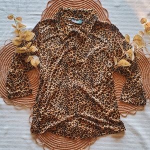 Vintage Leopard Print Collar Top